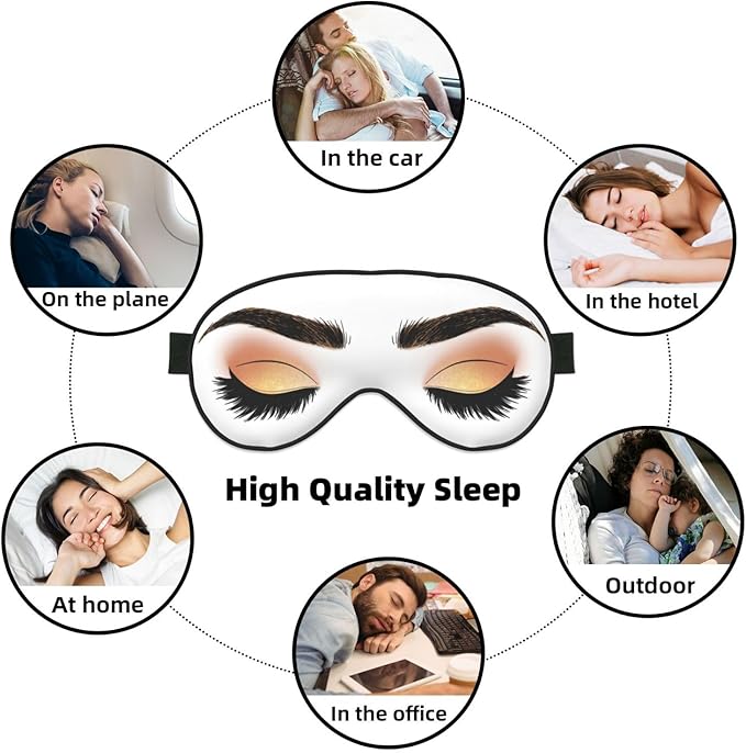 Sleep Eye Mask Yellow Glitter Eyeshadow Sleep Mask for Women Men Comfortable Eye Mask with Adjustable Strap Soft Eye Cover Blindfold for Travel Yoga Nap Shift Work