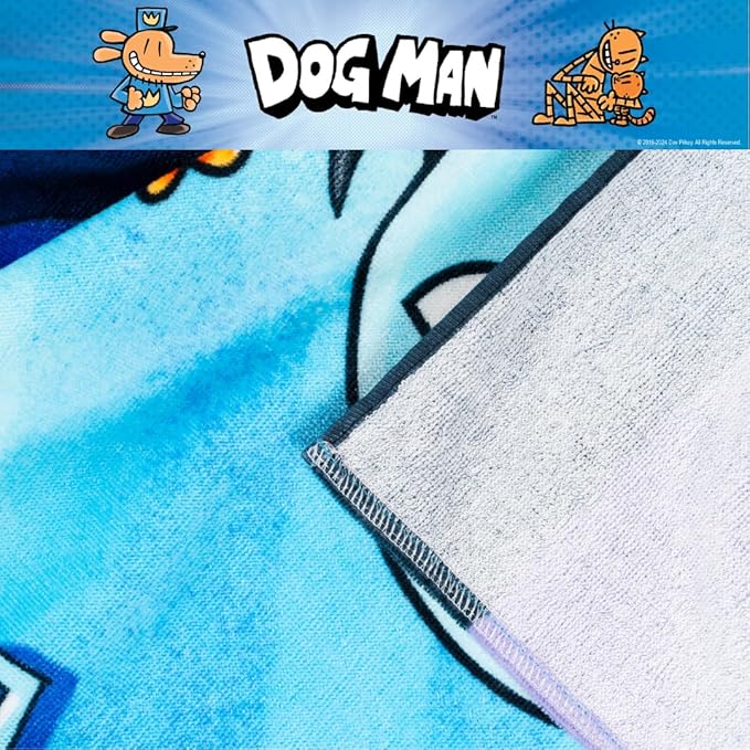 Dog Man Supa Comic Kids Super Soft Bath/Pool/Beach Soft Cotton Terry Hooded Towel Wrap, 24 in x 50 in, (Officially Licensed Product) by Franco