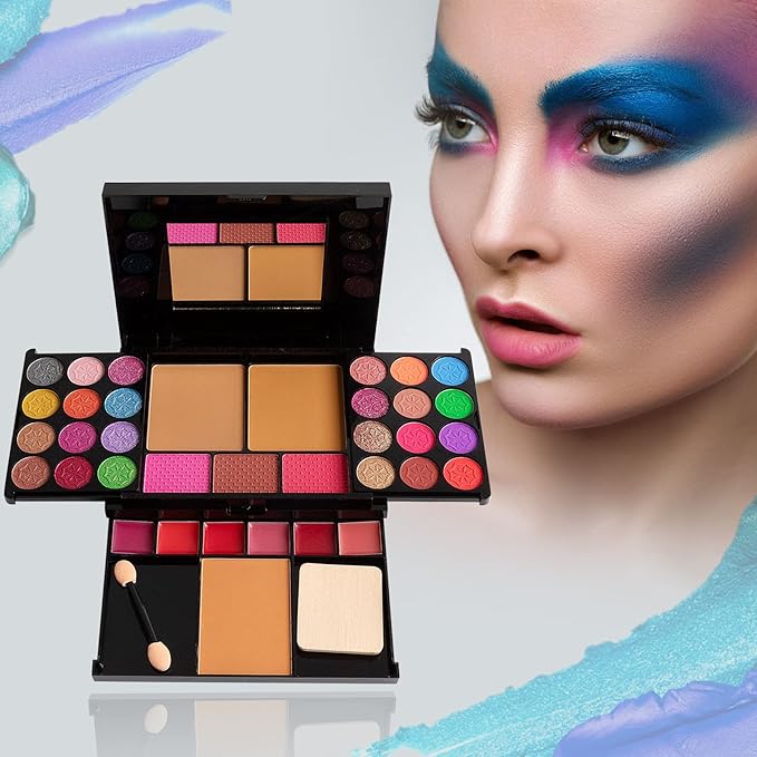 All in One Makeup Kit - 36 Eyeshadow Palette, 28 Lip Gloss, 4 Concealer, 3 Blusher, 1 Highlight & Contour, Bronzer, Glitter Cream, 1 Brush - Face Eye Make Up Set Gift for Beginners And Pros