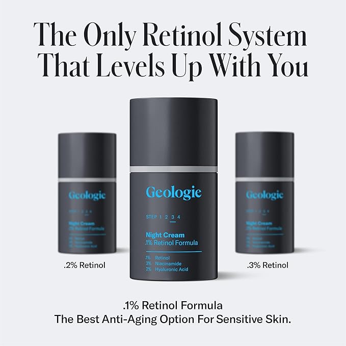 Geologie Retinol Anti-Aging Face Cream for Sensitive Skin | Beginner-Friendly .1% Retinol Formula | Effective Results | Reduces Wrinkles | For Men & Women