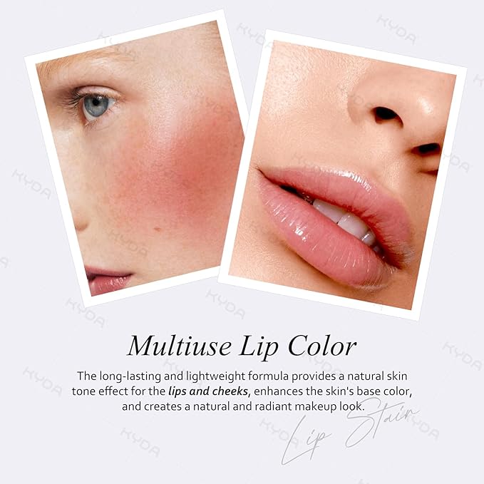 KYDA PH-Activated Lip and Cheek Stain, PH Color Changing Formula for Lasting Custom Lip Color, Keep Lips Soft and Moisturizing with Avocado Oil, Multiuse Color Balm, RED