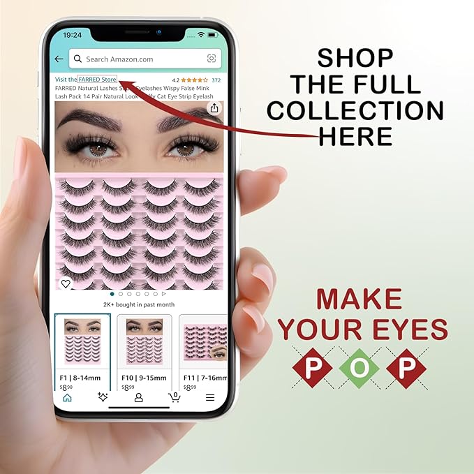 FARRED Natural Lashes Short Eyelashes Wispy False Mink Lash Pack 14 Pair Natural Look Fluffy Doll Eyelash Small Fake Strip Lashes Full Pestañas Sets for MUA and Beginners Daily Makeup (F3 | 8-16mm)