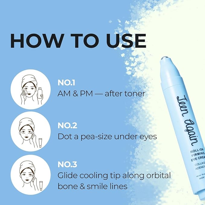 Look At Me Teen Again Roll-On Firming Eye Cream, Anti-Aging Line Smoothing Skin Care Treatment, Wrinkle Care, Cruelty Free, for Women and Men 0.54 fl. oz, 16ml