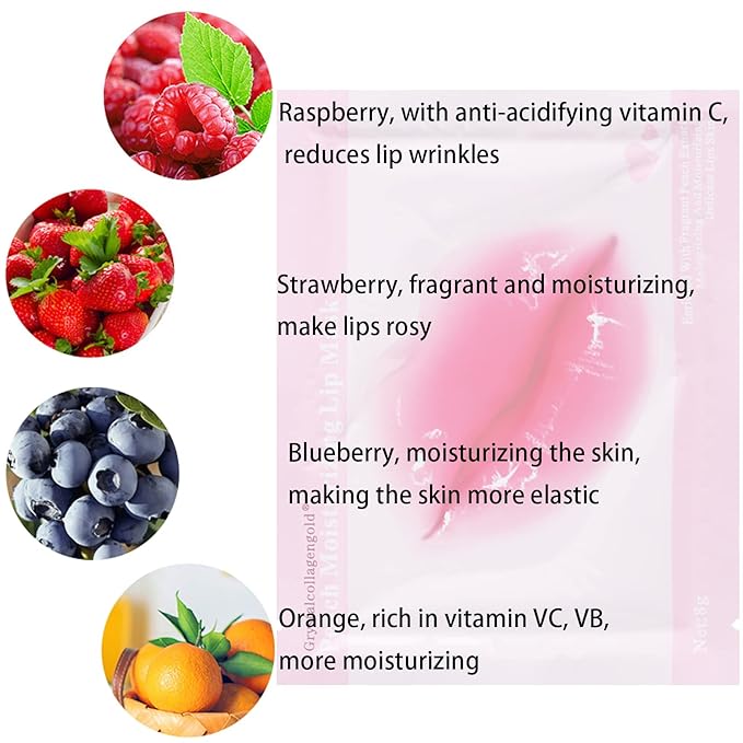 MEICOLY 30 Pads Lip and Eye Mask Sheet Moisturizing Gold Under Eye Mask Gel Crystal Collagen Anti-Aging Eye Patches Dark Circle Remover with Box,B