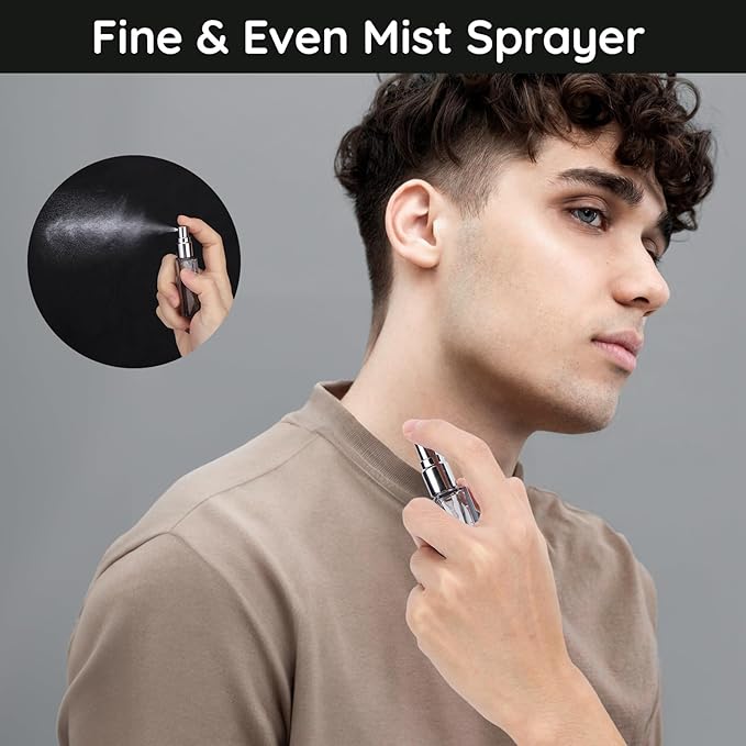 Segbeauty 5pcs 10ML Perfume Travel Refillable, Mini Cologne Perfume Bottles Empty, Portable Atomizer Sprayer for Perfume Travel Size Spray Bottle Pocket Glass Spray Bottles Toiletries Sample Dispenser