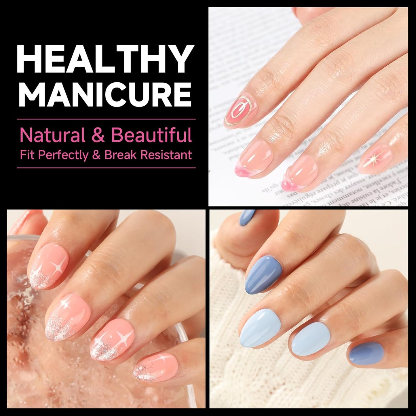 UNA GELLA Extra Short Almond Gel Nail Tips, 216 Pcs Pre-shape XS Almond Nail Tips Full Cover Press On Nails Half Matte Clear Fake Nails For Women Girl DIY Salon At Home 12 Sizes