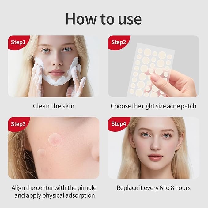 Large Pimple Patches For Face, Invisible Hydrocolloid Acne Patches, Salicylic Acid & Tea Tree, 2 Sizes 180 Counts Spot Stickers for Covering Zits and Blemishes
