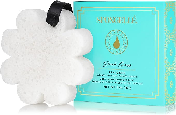 SPONGELLÉ Boxed Flower Shower Body Wash Infused Buffer, Beach Grass