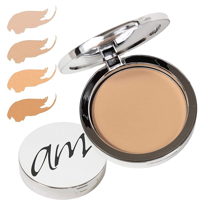 4-in-1 Pressed Foundation Powder with Natural SPF, Concealer & Finishing Powder, Medium to Full Coverage Foundation, Mineral-Based Powder (Eva, 0.35 oz)
