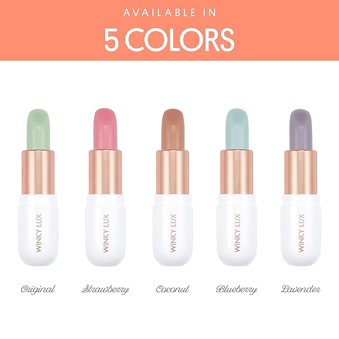 Winky Lux Matcha Lip Balm with Coconut Oil, Vitamin E and Caffeine, Lip Moisturizer, Clear, Strawberry