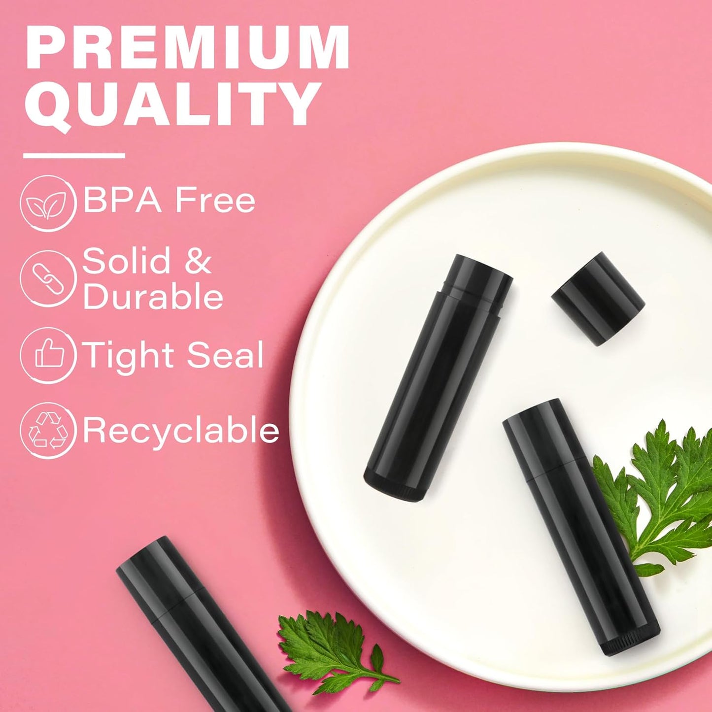 LotFancy Lip Balm Tubes with Filling Tray and Spatula, 50Pcs 4.5ml Black Lip Balm Containers, BPA Free & Leak Free, Handmade Set