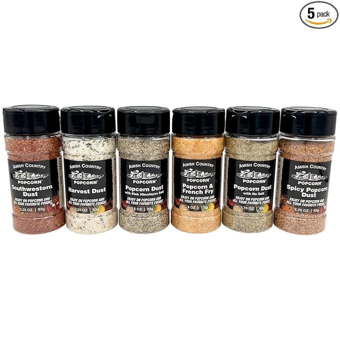 Amish Country Popcorn | 6 Pack Popcorn Dust Variety Bundle | Old Fashioned, Non-GMO and Gluten Free