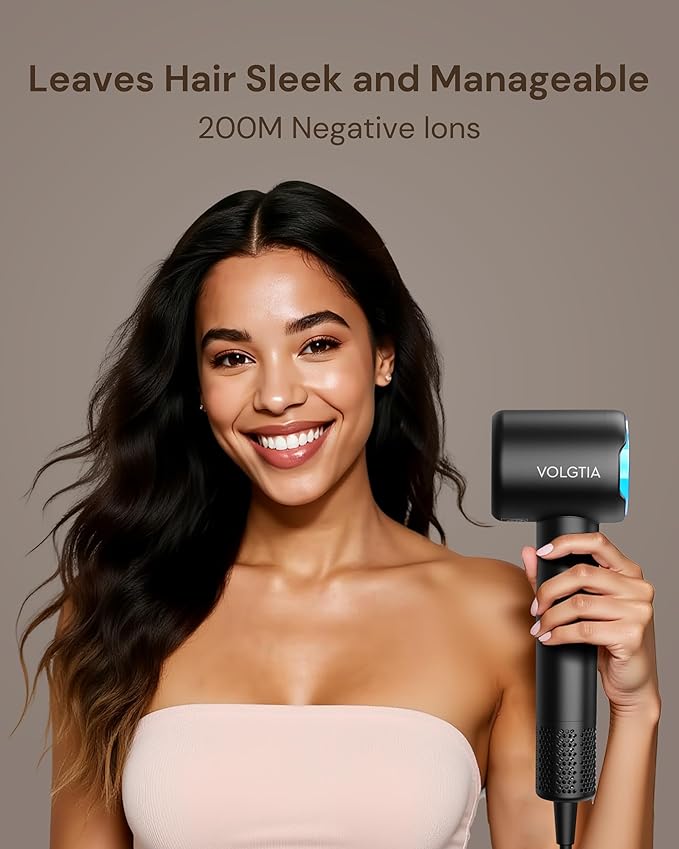 Hair Dryer with Diffuser for Curly Hair, 110000 RPM Professional High Speed Blow Dryer with Negative Ions, 1400W Hairdryer with 6.5 Ft Cord Fast Drying for Women Men