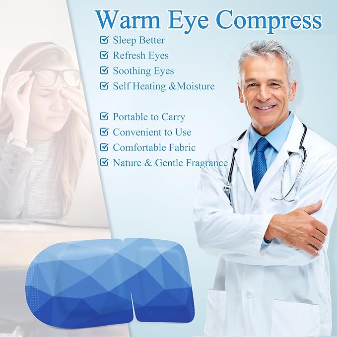 Steam Eye Mask, Moist Heat Warm Compress for Eyes Self Heating Disposable Heated Eye Mask, Portable and Comfortable Sleep Mask, Relax at Home Office Travel(Unscented, 32Packs)