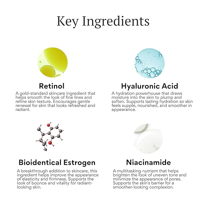 BIOBeauty Night Cream with Retinol – Restorative Anti-Aging Moisturizer Infused with Real Bioidentical Hormones - Renew Face and Under Eye Serum (1oz)