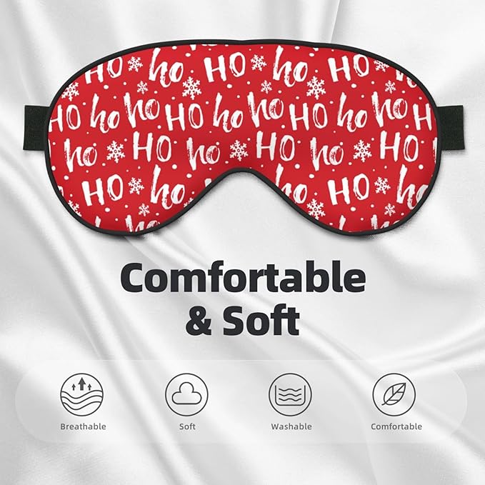 Sleep Eye Mask Hohoho Santa Claus Laugh Sleep Mask for Women Men Comfortable Eye Mask with Adjustable Strap Soft Eye Cover Blindfold for Travel Yoga Nap Shift Work