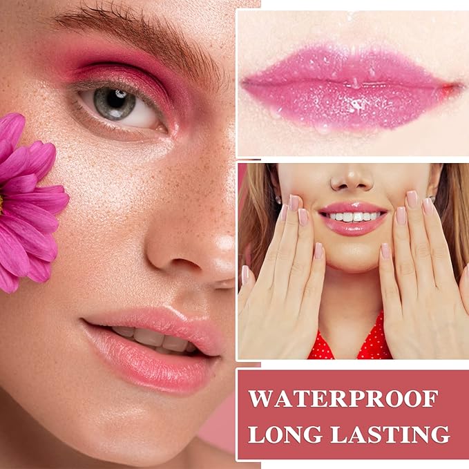 2 Pcs Lip Plumper Lip Gloss,Lip Maximizer Balm Plumper Lip Plumping Serum,Heathly Lip Moisturizer Enhancer Hydrated Lips,Reduces Improves Dry Lip Lines Lip Plumping Gloss Lip Extreme Volume