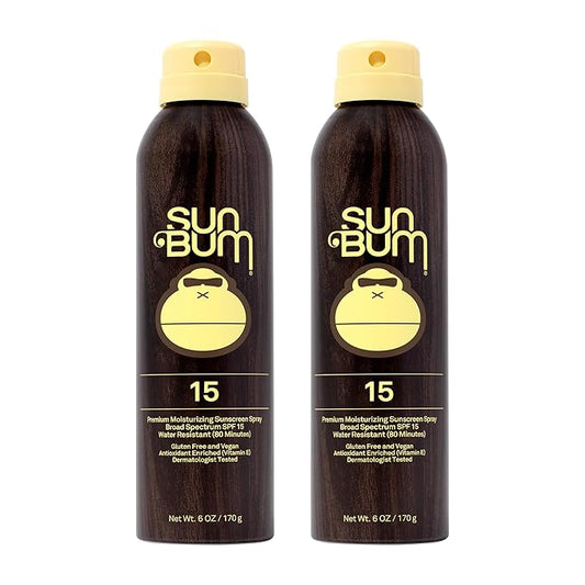 Sun Bum Original SPF 15 Sunscreen Body Spray - Broad Spectrum Moisturizing Sunscreen with Vitamin E - Hawaii 104 Act Compliant (Made without Octinoxate & Oxybenzone) - 6 oz (Pack of 2)