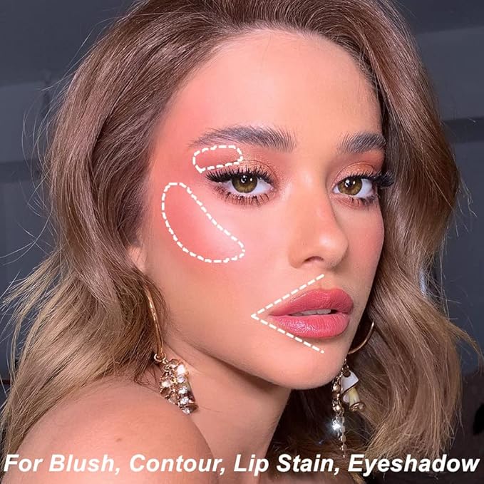 Mysense Liquid Blush Makeup Wand, Soft Cream Blush for Cheeks Tint, Matte Blush Contour Wand with Cushion Applicator, Dewy Finish, Weightless, Fresh Natural-Looking, 103 Rosa-Cool Pink, 0.34fl.oz