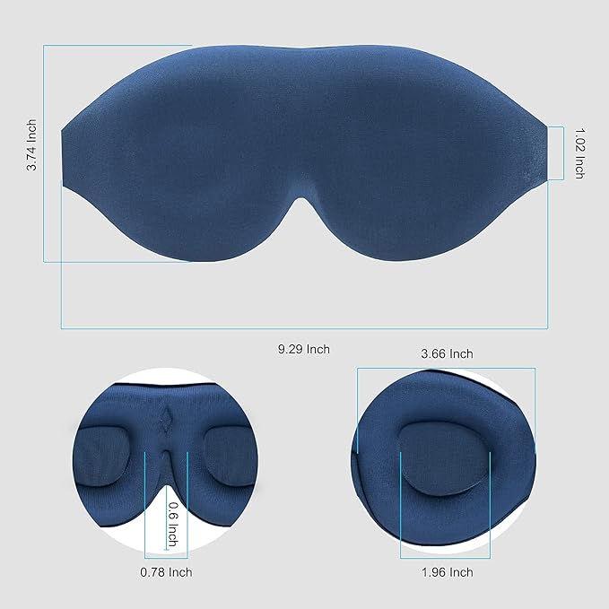 ALASKA BEAR 100% Blackout Sleep Mask Most Comfortable Contoured Eye Cups and Nose Covering for Women Men, 3D Pillowy Soft Light Blocking Eye Mask 0 Pressure on Eyelids & Eyelashes, Earplugs Set, Blue