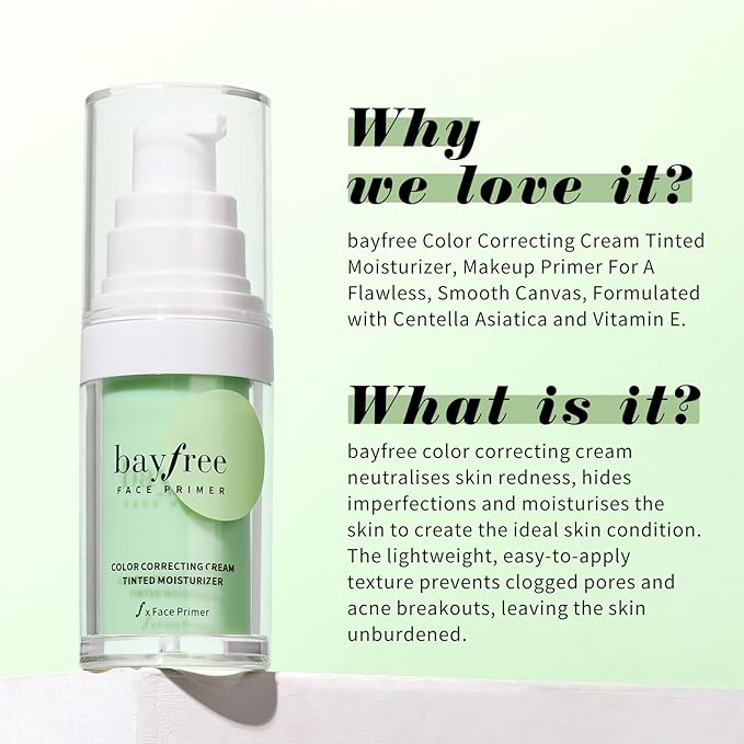 Color Correcting Cream Tinted Moisturizer, Makeup Primer for A Flawless, Smooth Canvas, Formulated with Centella Asiatica and Vitamin E