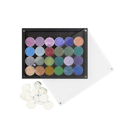 Acrylic empty magnetic palette with magnet clear lip ，with 30Pcs Adhesive Metal Stickers for Eyeshadow Powder Lipstick foundation