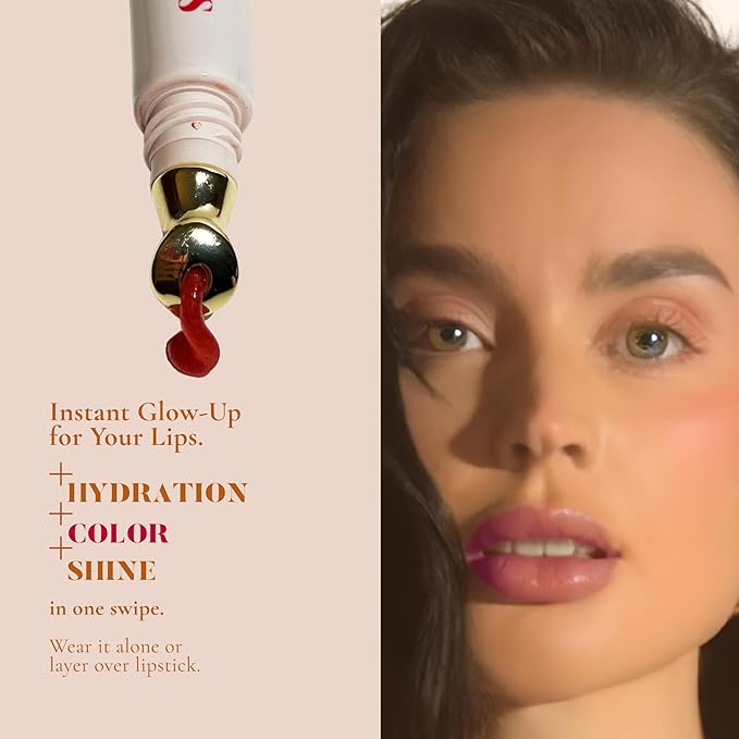 ed&i OMG Cute Lips – Lip Gloss for Women with Shea Butter for Hydration, Light Shimmer, Lip Tinted High Shine Finish, Long Lasting Lip Gloss in Red Vanilla Frosting, Lightweight & Non-sticky