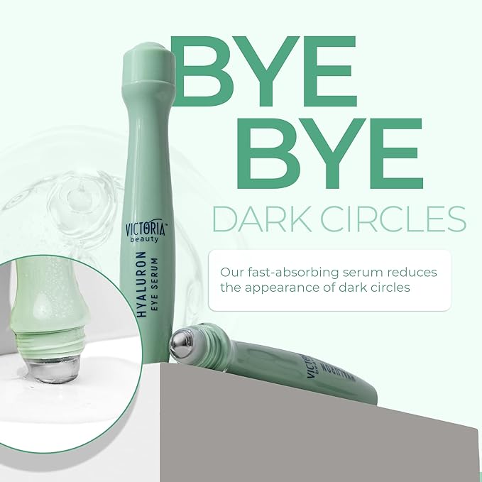 Victoria Beauty Hyaluronic Eye Roll-On Cooling, Eye Serum Against Wrinkles and Dark Circles