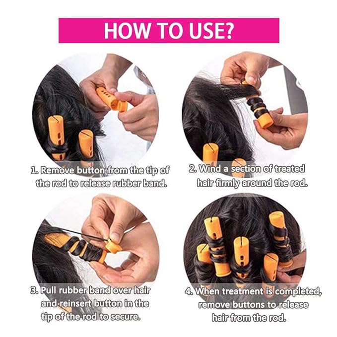 100pcs Perm Rods Set - 5 Sizes Cold Wave Rollers for Natural Curling, Styling and Hairdressing (Orange, Purple, Gray, Blue, Yellow)