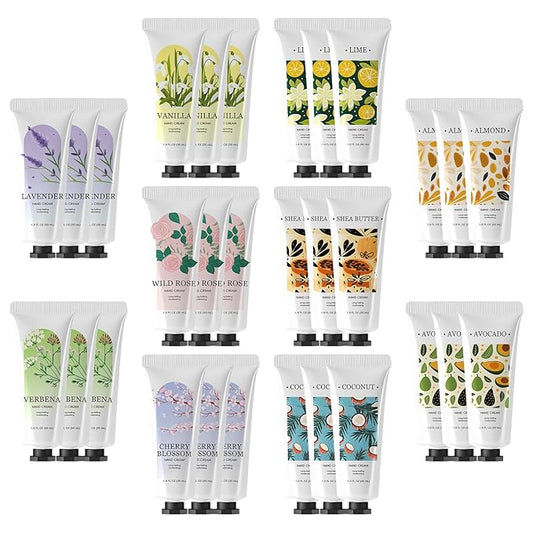 BODY & EARTH 30 Pack Hand Cream Lotion Bulk Mini Hand Lotion Hand Cream for Women Thanksgiving Gifts Christmas Gifts Stocking Stuffers and Bridesmaid Gifts