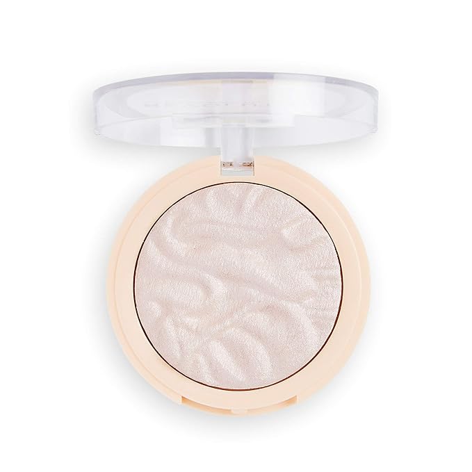Revolution Beauty, Reloaded Pressed Powder Highlighter, Intensely Pigmented for a High Impact Dewy Finish, Peach Lights, 0.22 Oz.