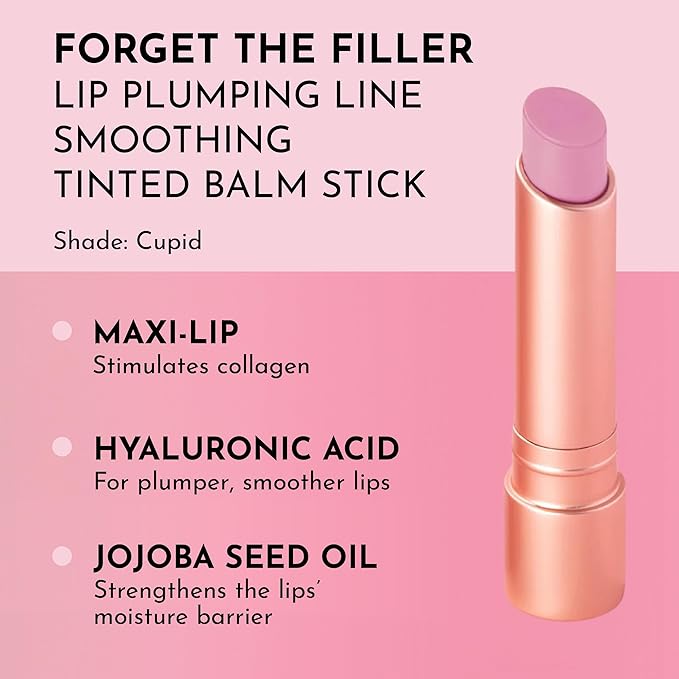 LAWLESS Forget the Filler Lip Plumping Line Smoothing Tinted Balm, Cupid, Pink, 0.09 Ounce
