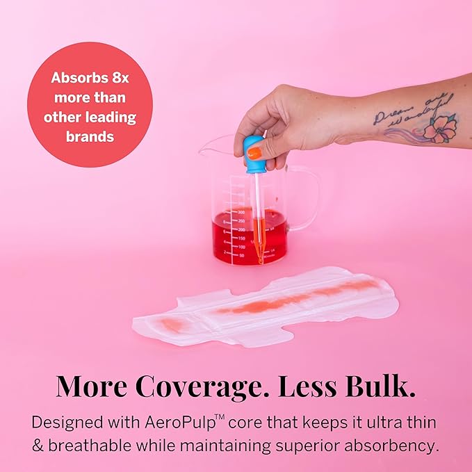 Pixie Organic Cotton Large Pads for Women - Extra Heavy Absorbency with Wings - Leak-Proof, Hypoallergenic & Unscented for Feminine Care - Compostable, Biodegradable - 48 Count