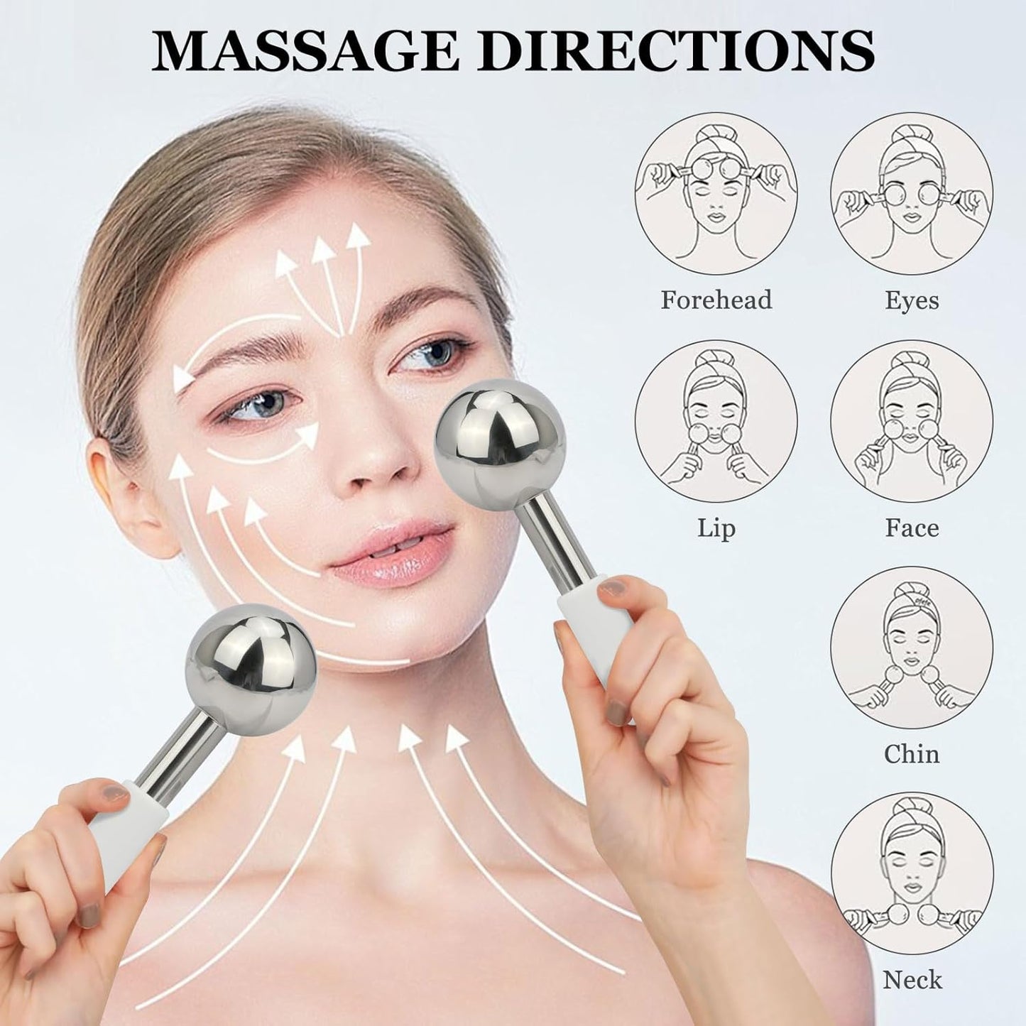 Ice Globes for Face & Eyes - Unbreakless Stainless Steel Cryo Sticks Facial Massage Tools Cold Therapy Cooling Globes to Reduce Puffiness, Wrinkles, Dark Circles Spa & Esthetician Supplies