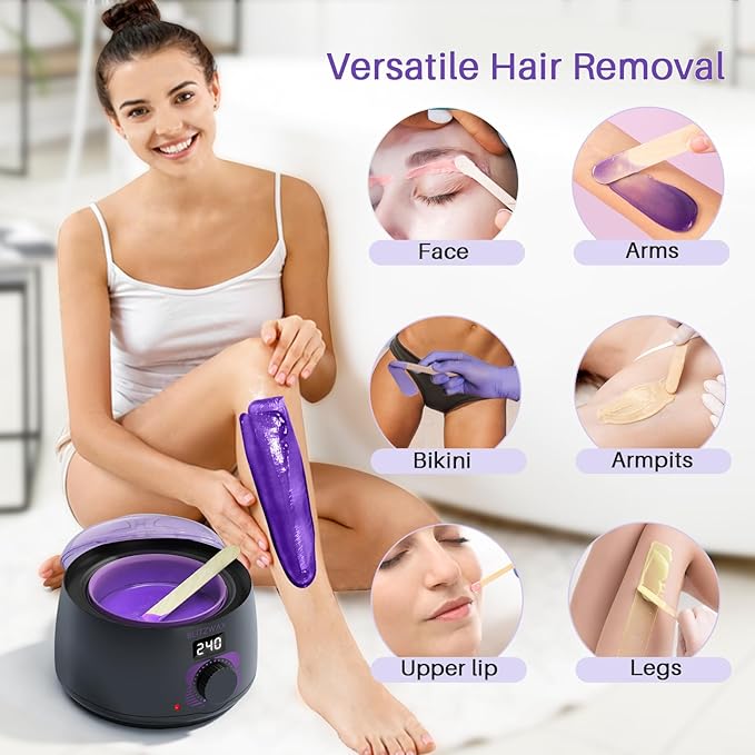 BLITZWAX Brazilian and Bikini Wax Pot for Women, Hard Waxing Warmer for Face, Legs and Body, At Home Hair Removal Machine, Beginner Friendly, Digital Fast Heating, 16oz Capacity