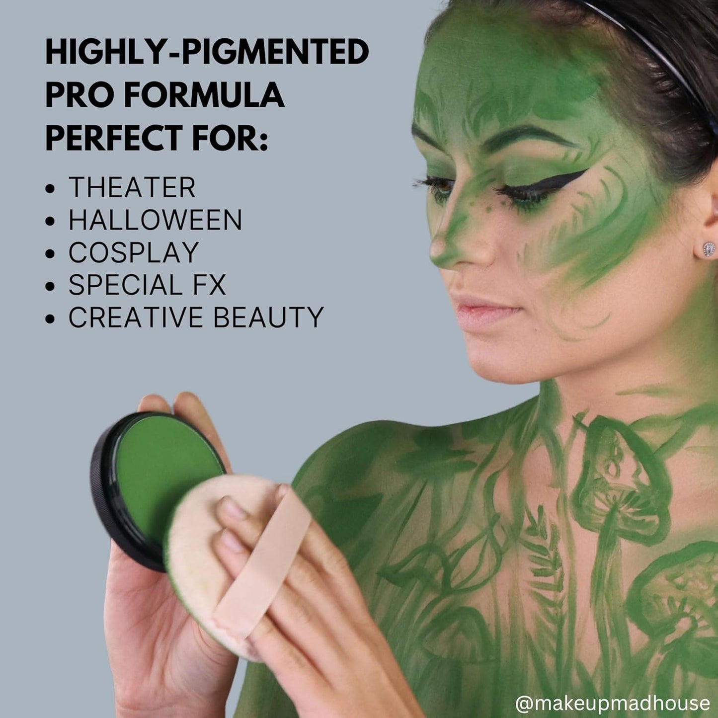 Mehron Makeup StarBlend Cake Makeup | Wet/Dry Pressed Powder | Powder Foundation | Monster Grey Face Paint & Body Paint 2 oz (56g)