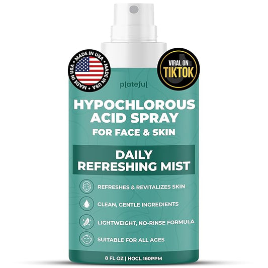 Hypochlorous Acid Spray for face (8 oz) - Face Spray for Acne, Hypochlorous Travel Size Gentle Facial & Skin Cleansing for Body, Back, Skin and Facial Cleaning & Repair - Made in USA