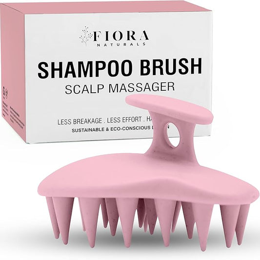 Fiora Naturals Scalp Massager Shampoo Brush - Silicon Scrubber & Exfoliator for Dandruff Removal and Hair Growth, Brush for Wet & Dry Hair, for Men, Women, Kids - BPA Free