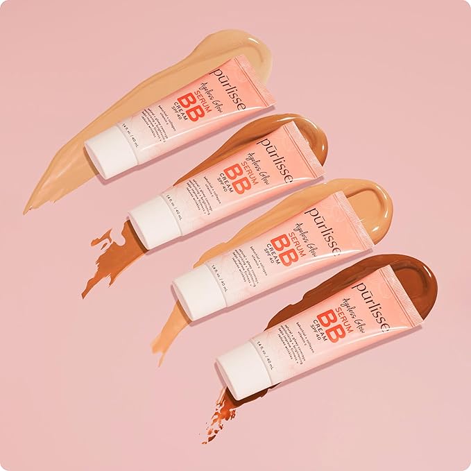 pūrlisse Ageless Glow Serum BB Cream SPF 40 - Glow BB Cream with SPF Enriched with Bakuchiol & Vitamin C to Help Improve Firmness & Reduce Wrinkles for Dewy Skin - Light (1.4 oz)