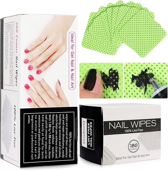 Gel Nail Polish Remover Compatible with Machine Disposable Nail Wipes Nail Polish Remover Cotton Lint Frees Cotton Pads for Gel Nails Finger/Toe Nail Care Care Kit (A, One Size)