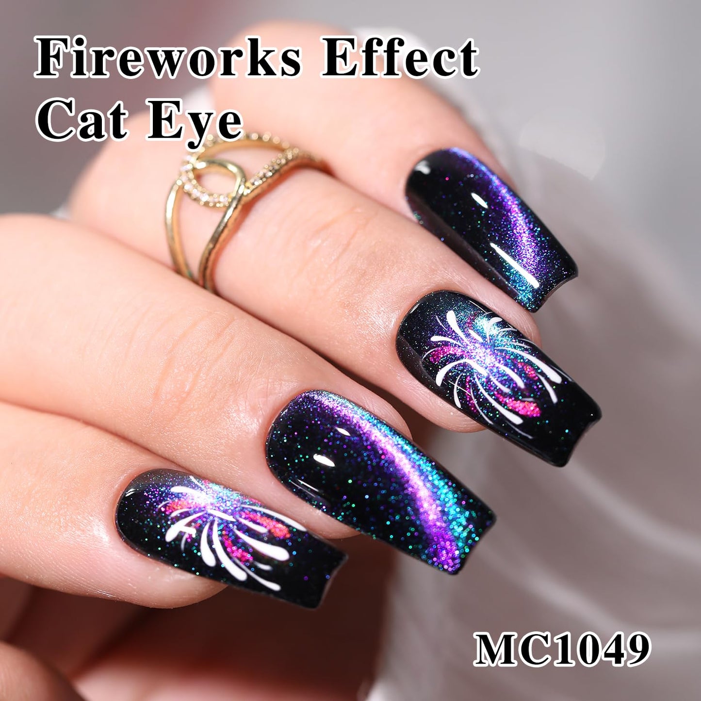 Double Rhythm 6 Colors Cat Eye Gel Polish Set Shimmer Glitter with Magnet Holographic Reflective Magnetic UV Nail Art Kit (6-Kit 27)