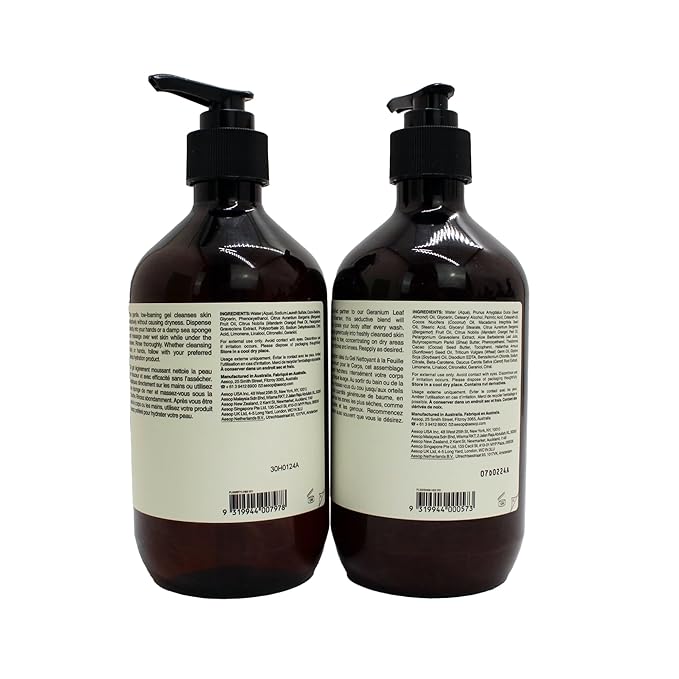 Aesop Geranium Leaf Duet | Gel Body Cleanser & Body Balm | Aromatic Pairing For Cleansed and Supple Skin | Paraben-Free, Cruelty-Free & Vegan |16.9 oz + 16.5 oz