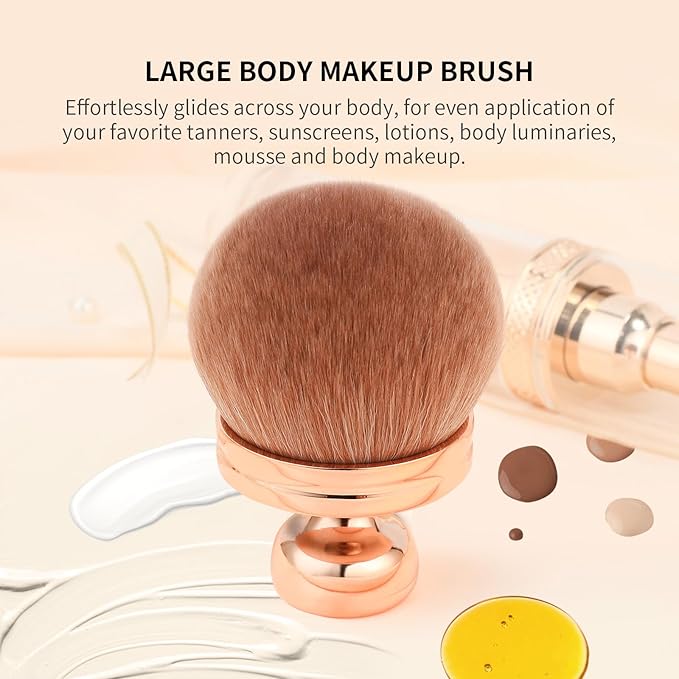 docolor Extra Large Body Makeup Brush For Self Tanner, 3 Inch Width Self Tanning Blend Brush, Soft synthetic hair, Powder, Foundation, Blusher, Bronzer, Face and Body Brush Gift box