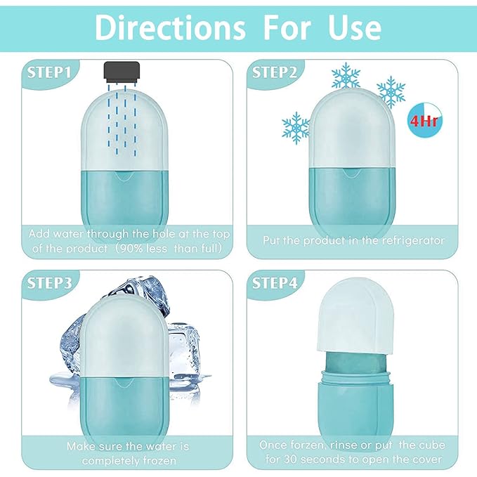 Ice Roller for Face and Eye, Ice face roller,Gua Sha Facial Tools, Facial ice roller, Skin Care Tools,Ice mold for face…(blue-face)