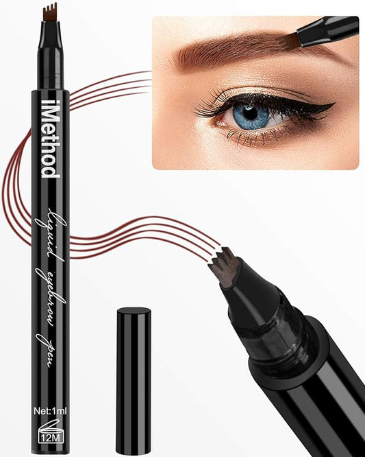 iMethod Eyebrow Pen - iMethod Eyebrow Pencil with a Micro-Fork Tip Applicator Creates Natural Looking Brows Effortlessly and Stays on All Day, Reddish Brown