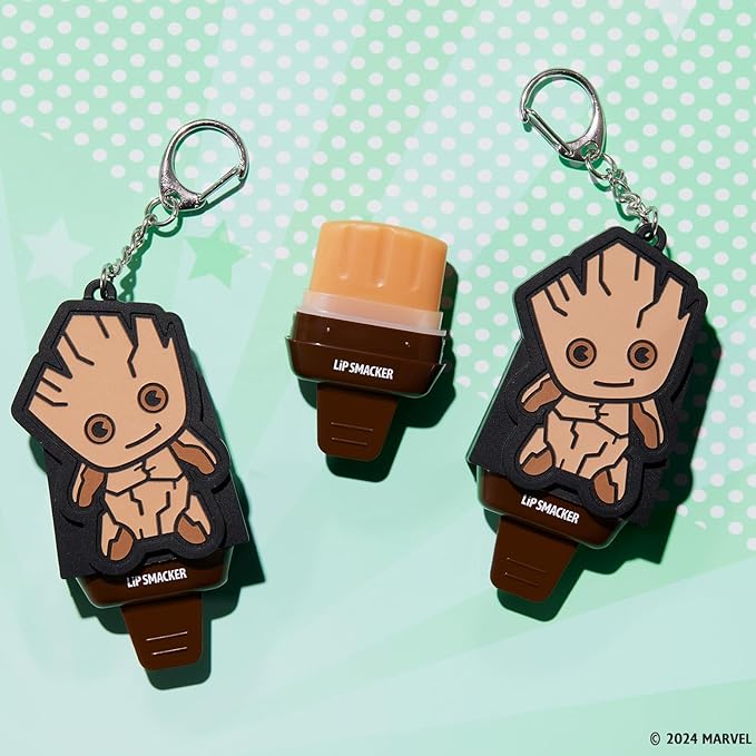 Lip Smacker Marvel Guardians of the Galaxy Lippy Pals, Clear & Glossy, Fun & Giftable, Cruelty Free – Groot Beer (Keychain)