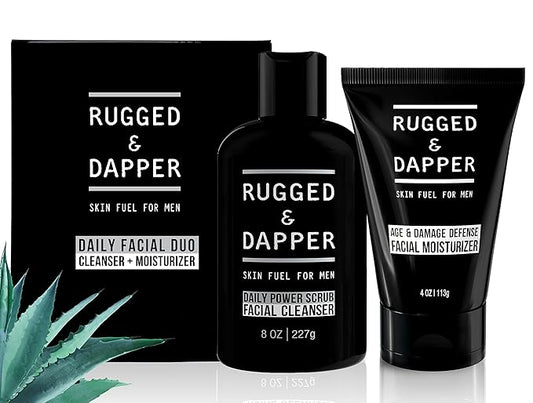 Daily Duo Skincare Set for Men | Includes Age + Damage Defense Moisturizer & Daily Power Scrub Face Wash