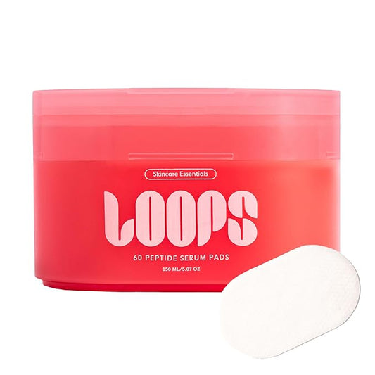 LOOPS Peptide Serum - Firm, Fortify, and Fight Fine Lines - Anti-Wrinkle and Moisturizing Skincare - Pre-soaked Veocell Embo Pad - Peptide Complex Serums to Rejuvenate and Prejuvenate -Face Serum Pads
