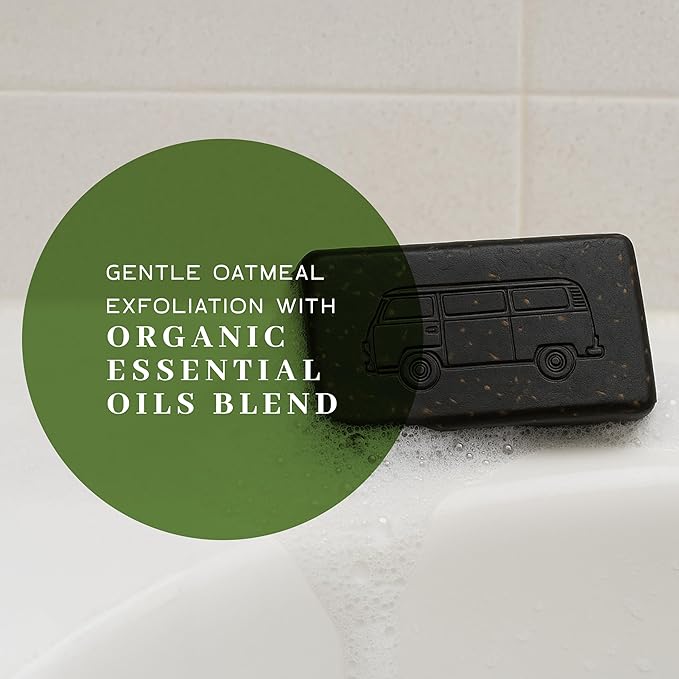 VanMan Tallow & Pine Tar Soap Bar – Grass-Fed Beef Tallow with Organic Oatmeal, Charcoal & Essential Oils – Exfoliating Face & Body Soap, 3.8oz - 1 Pack