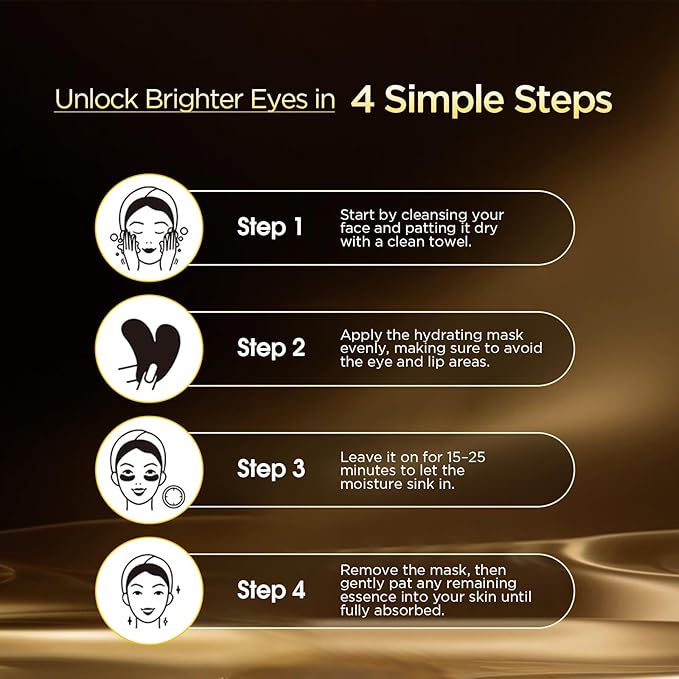 24k Gold Under Eye Patches - Firming, Glowing & Hydrating Hydrogel Mask for Puffy Eyes, Dark Circles, Wrinkles, Eye Bags Treatment, Gifts for Women and Men, 60Pcs Black